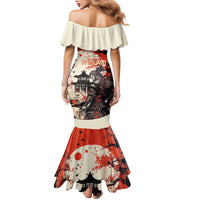 Samurai Warrior Japan Family Matching Mermaid Dress and Hawaiian Shirt Red-blossomed Tree Classic Japanese Stylized LT14 - Polynesian Pride
