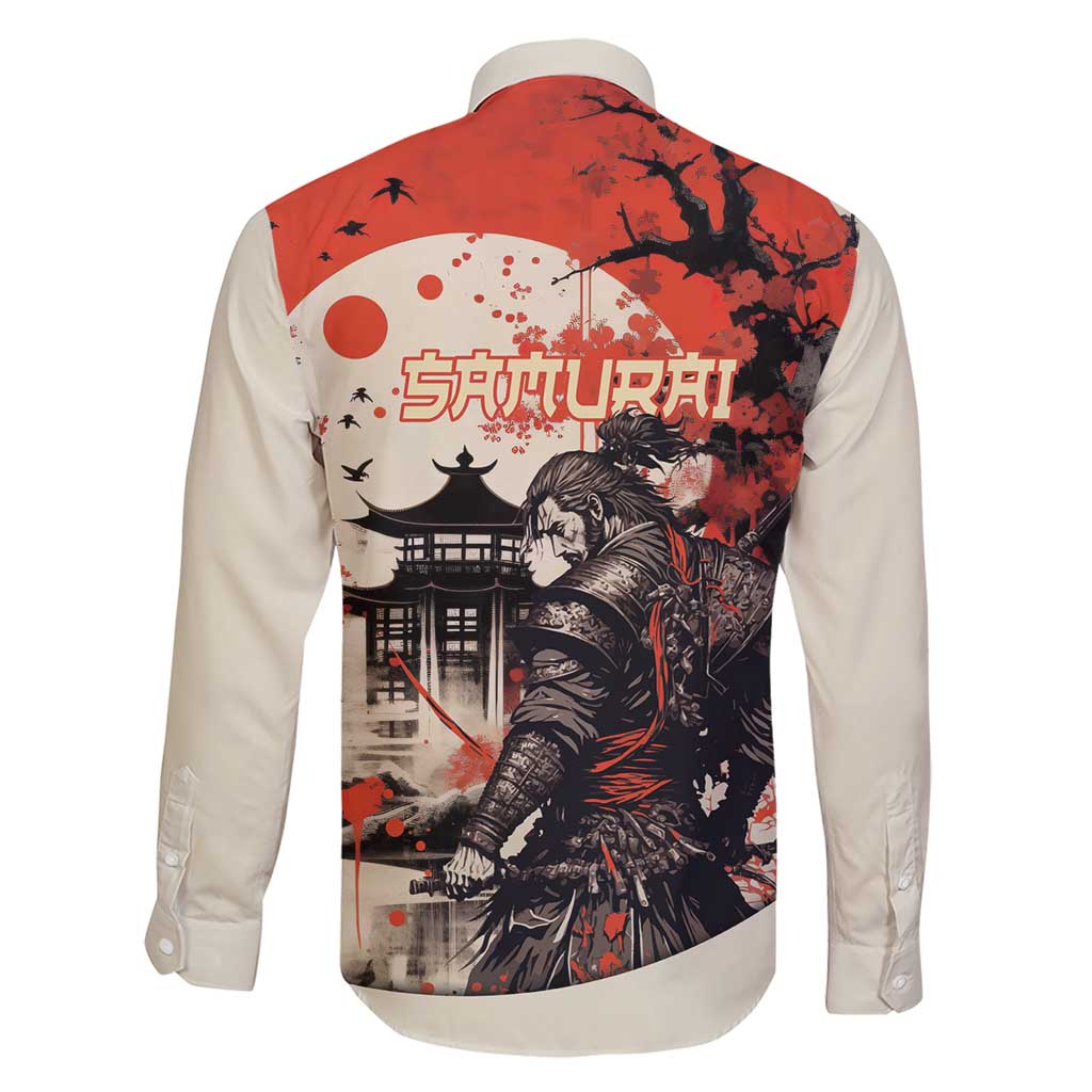 Samurai Warrior Japan Family Matching Short Sleeve Bodycon Dress and Hawaiian Shirt Red-blossomed Tree Classic Japanese Stylized LT14 - Polynesian Pride