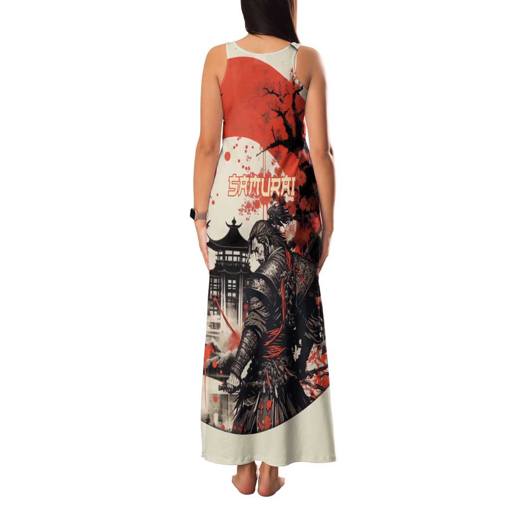 Samurai Warrior Japan Family Matching Tank Maxi Dress and Hawaiian Shirt Red-blossomed Tree Classic Japanese Stylized LT14 - Polynesian Pride