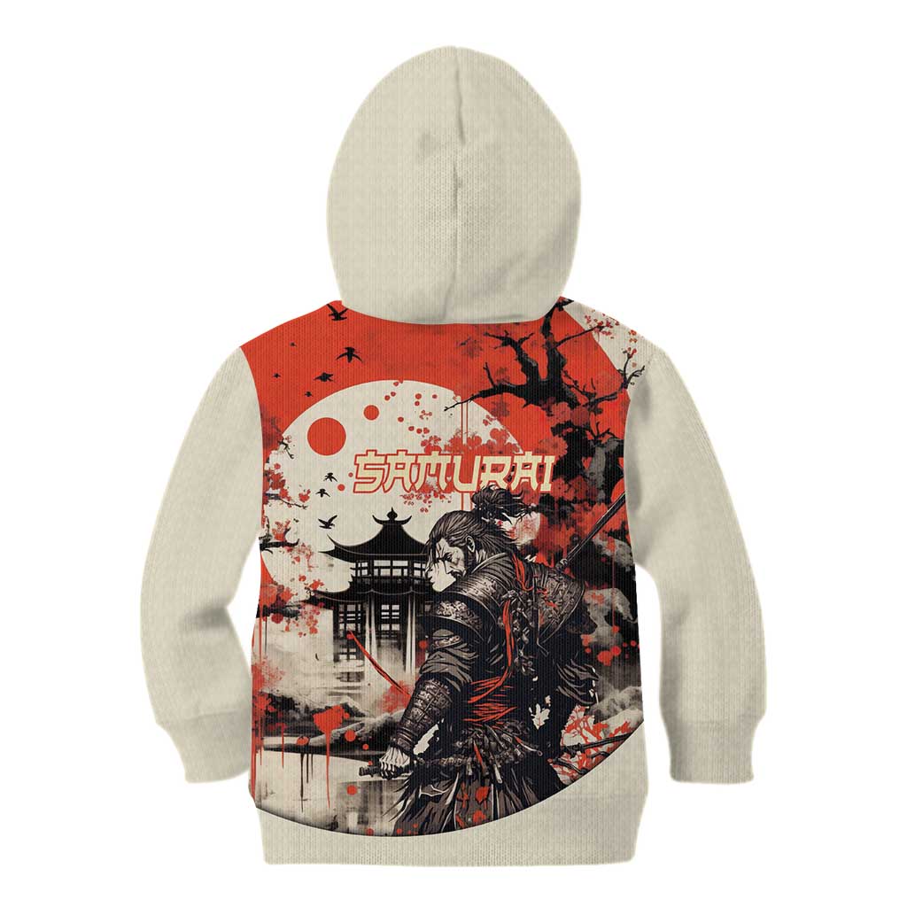 Samurai Warrior Japan Kid Hoodie Red-blossomed Tree Classic Japanese Stylized LT14 - Polynesian Pride