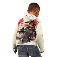 Samurai Warrior Japan Kid Hoodie Red-blossomed Tree Classic Japanese Stylized LT14 - Polynesian Pride