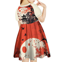 Samurai Warrior Japan Kid Short Sleeve Dress Red-blossomed Tree Classic Japanese Stylized LT14 - Polynesian Pride