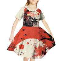 Samurai Warrior Japan Kid Short Sleeve Dress Red-blossomed Tree Classic Japanese Stylized LT14 - Polynesian Pride