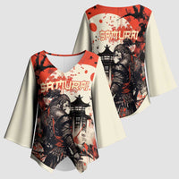 Samurai Warrior Japan Kimono Sleeve Blouse Red-blossomed Tree Classic Japanese Stylized LT14 - Polynesian Pride