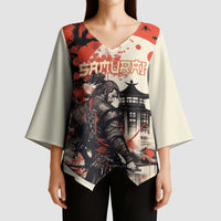 Samurai Warrior Japan Kimono Sleeve Blouse Red-blossomed Tree Classic Japanese Stylized LT14 - Polynesian Pride