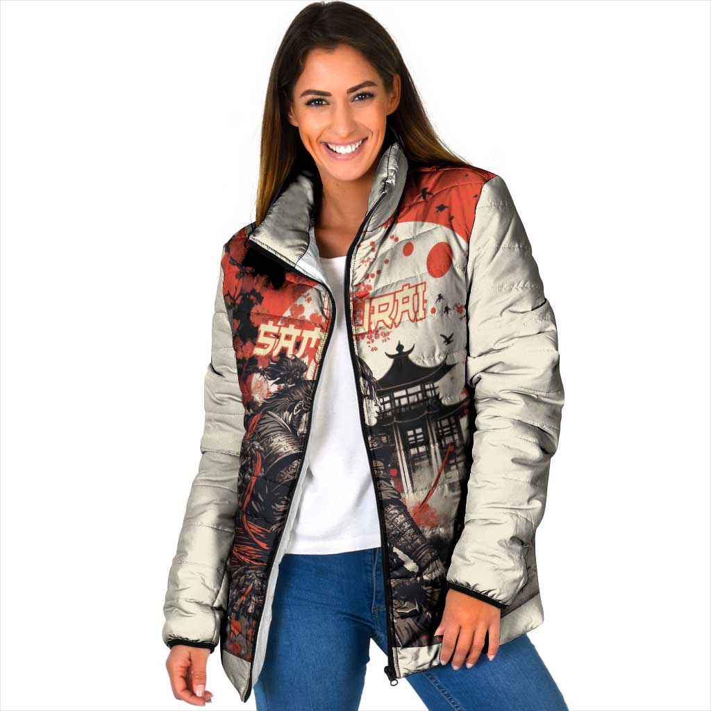 Samurai Warrior Japan Padded Jacket Red-blossomed Tree Classic Japanese Stylized - Polynesian Pride