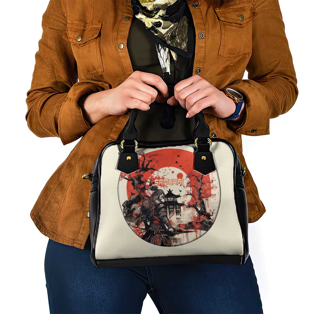 Samurai Warrior Japan Shoulder Handbag Red-blossomed Tree Classic Japanese Stylized - Polynesian Pride