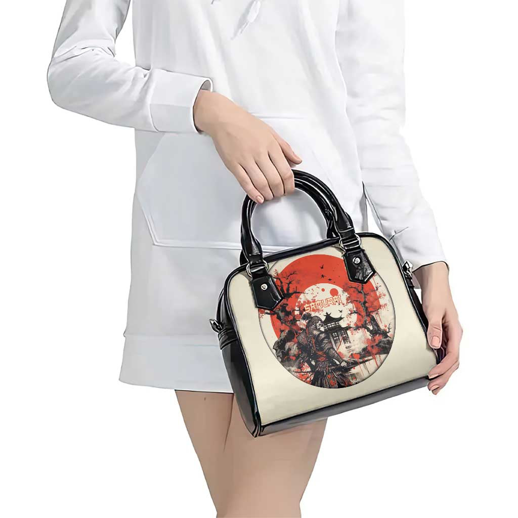 Samurai Warrior Japan Shoulder Handbag Red-blossomed Tree Classic Japanese Stylized - Polynesian Pride
