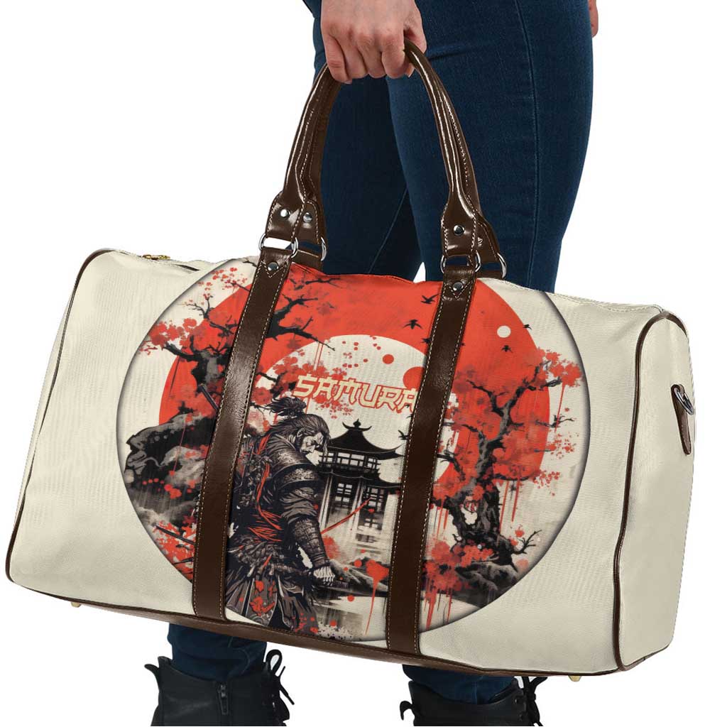 Samurai Warrior Japan Travel Bag Red-blossomed Tree Classic Japanese Stylized LT14 - Polynesian Pride