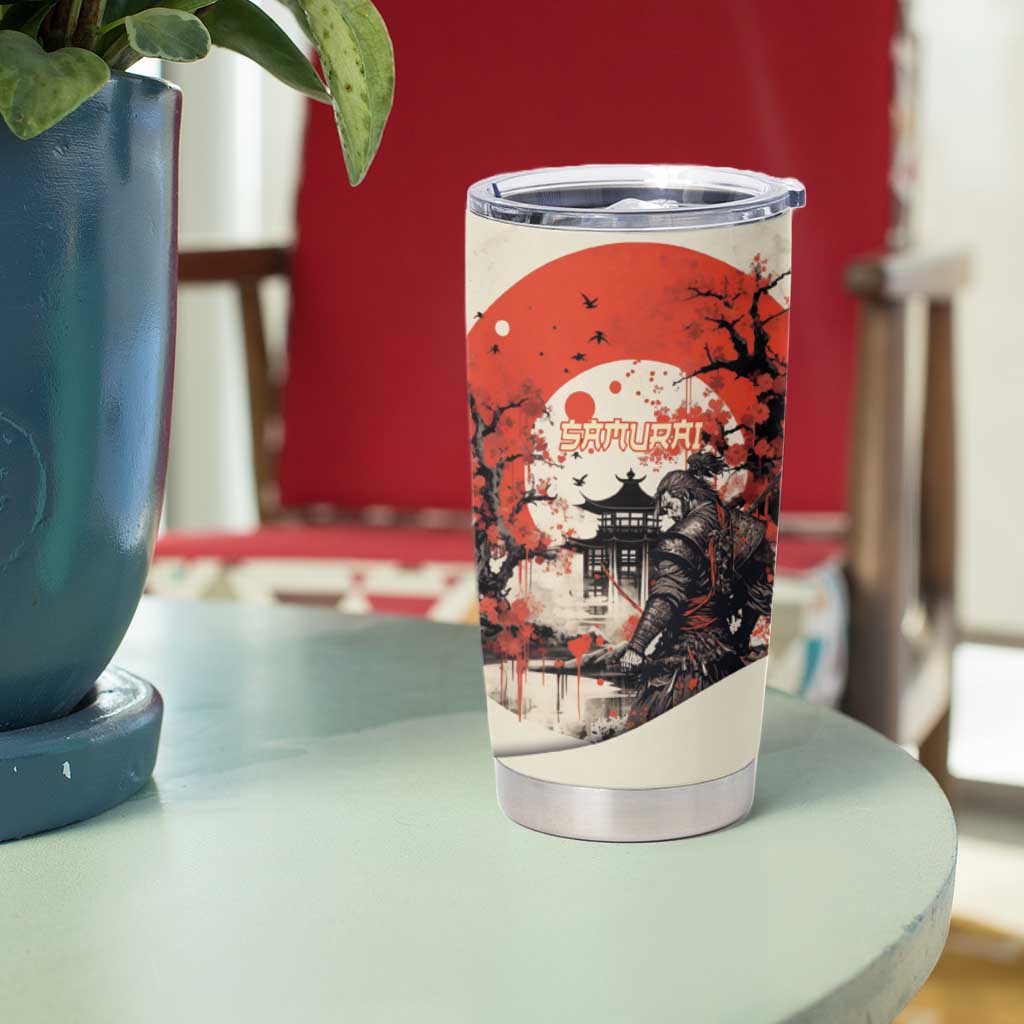 Samurai Warrior Japan Tumbler Cup Red-blossomed Tree Classic Japanese Stylized LT14 - Polynesian Pride