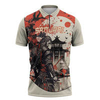 Samurai Warrior Japan Zipper Polo Shirt Red-blossomed Tree Classic Japanese Stylized LT14 Red - Polynesian Pride