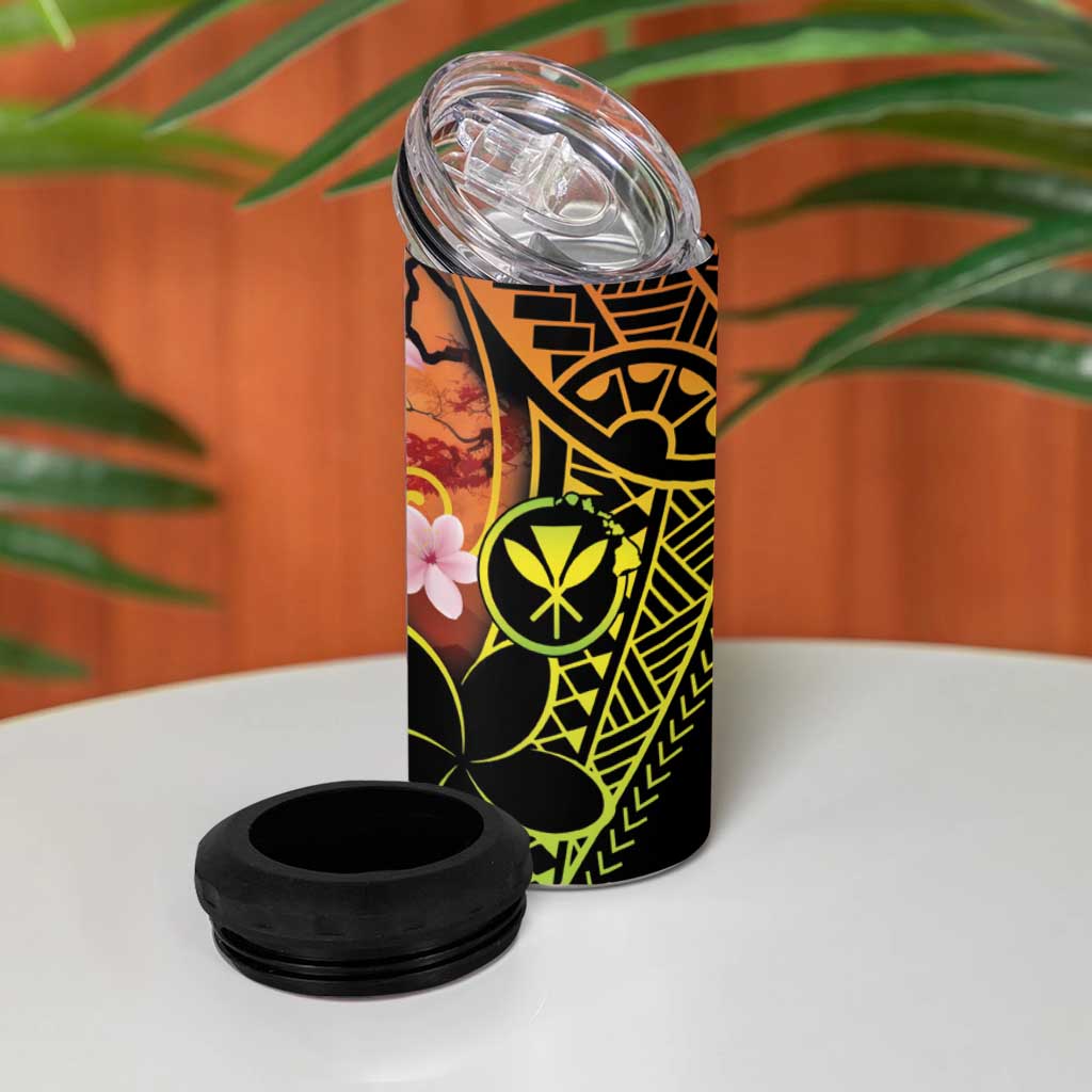 Hawaiian and Japanese 4 in 1 Can Cooler Tumbler Koi Fish With Kanaka Polynesian Tattoo LT14 - Polynesian Pride