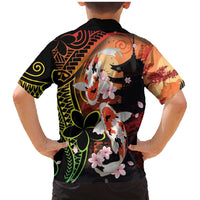 Hawaiian and Japanese Family Matching Mermaid Dress and Hawaiian Shirt Koi Fish With Kanaka Polynesian Tattoo LT14 - Polynesian Pride