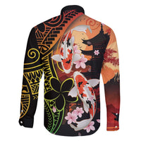 Hawaiian and Japanese Family Matching Puletasi and Hawaiian Shirt Koi Fish With Kanaka Polynesian Tattoo LT14 - Polynesian Pride