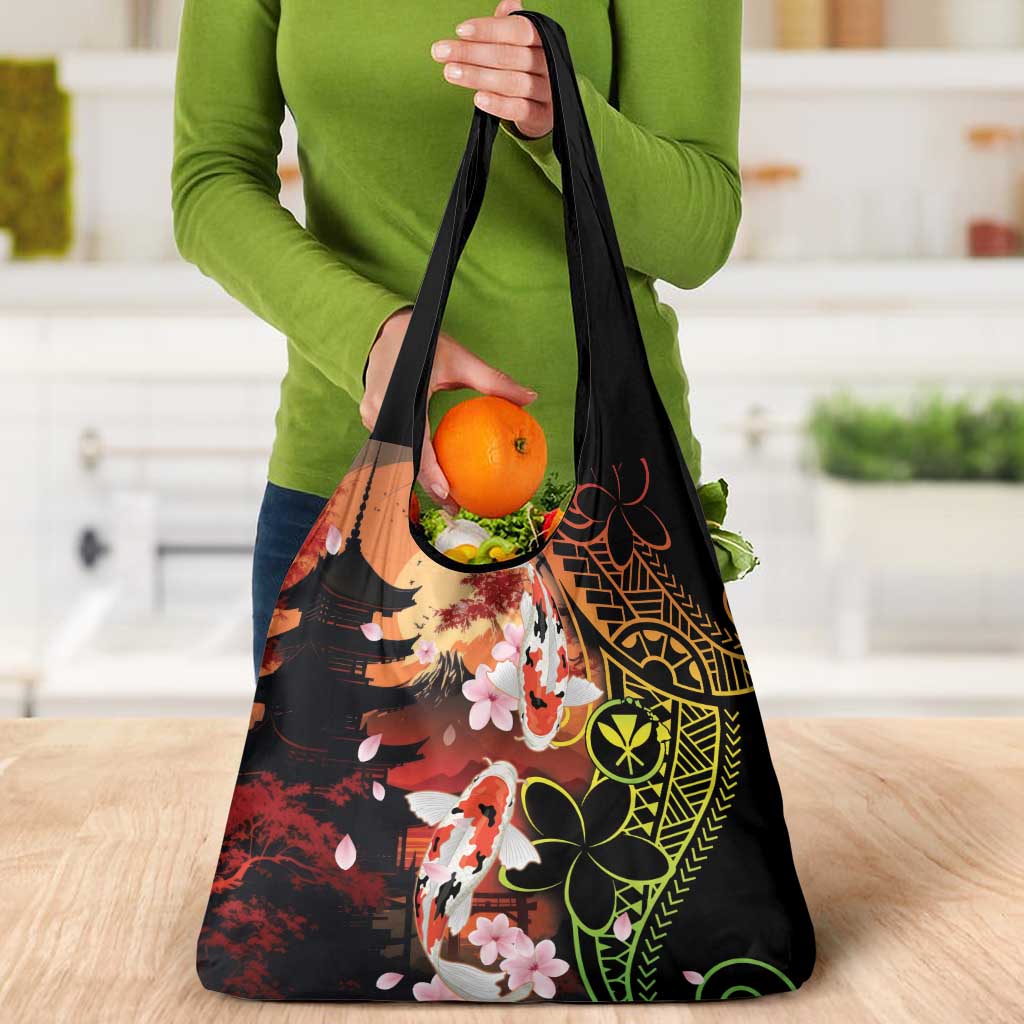 Hawaiian and Japanese Grocery Bag Koi Fish With Kanaka Polynesian Tattoo - Polynesian Pride