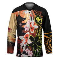 Hawaiian and Japanese Hockey Jersey Koi Fish With Kanaka Polynesian Tattoo - Polynesian Pride
