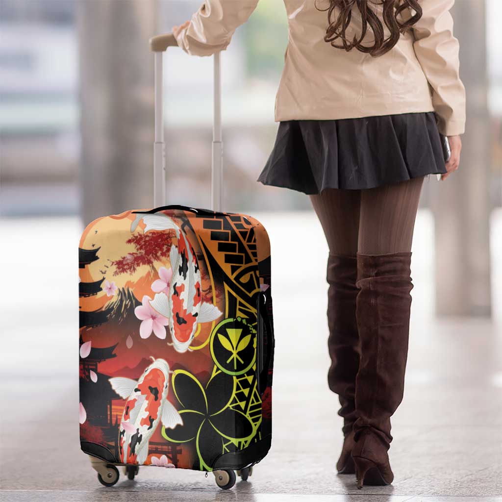 Hawaiian and Japanese Luggage Cover Koi Fish With Kanaka Polynesian Tattoo - Polynesian Pride