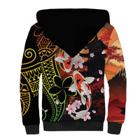 Hawaiian and Japanese Sherpa Hoodie Koi Fish With Kanaka Polynesian Tattoo LT14 - Polynesian Pride