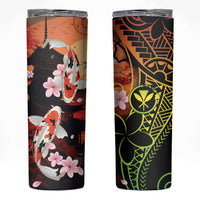 Hawaiian and Japanese Skinny Tumbler Koi Fish With Kanaka Polynesian Tattoo LT14 Black - Polynesian Pride