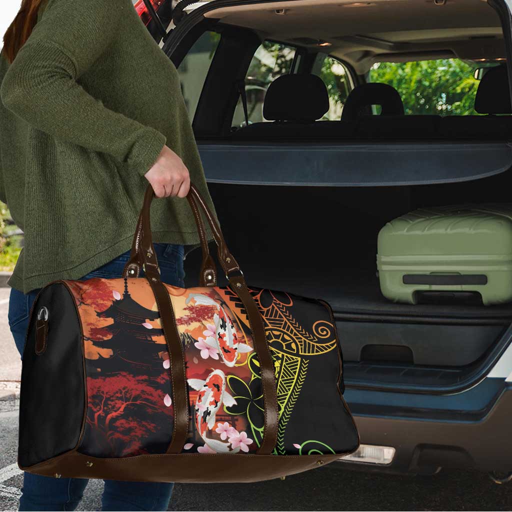 Hawaiian and Japanese Travel Bag Koi Fish With Kanaka Polynesian Tattoo - Polynesian Pride