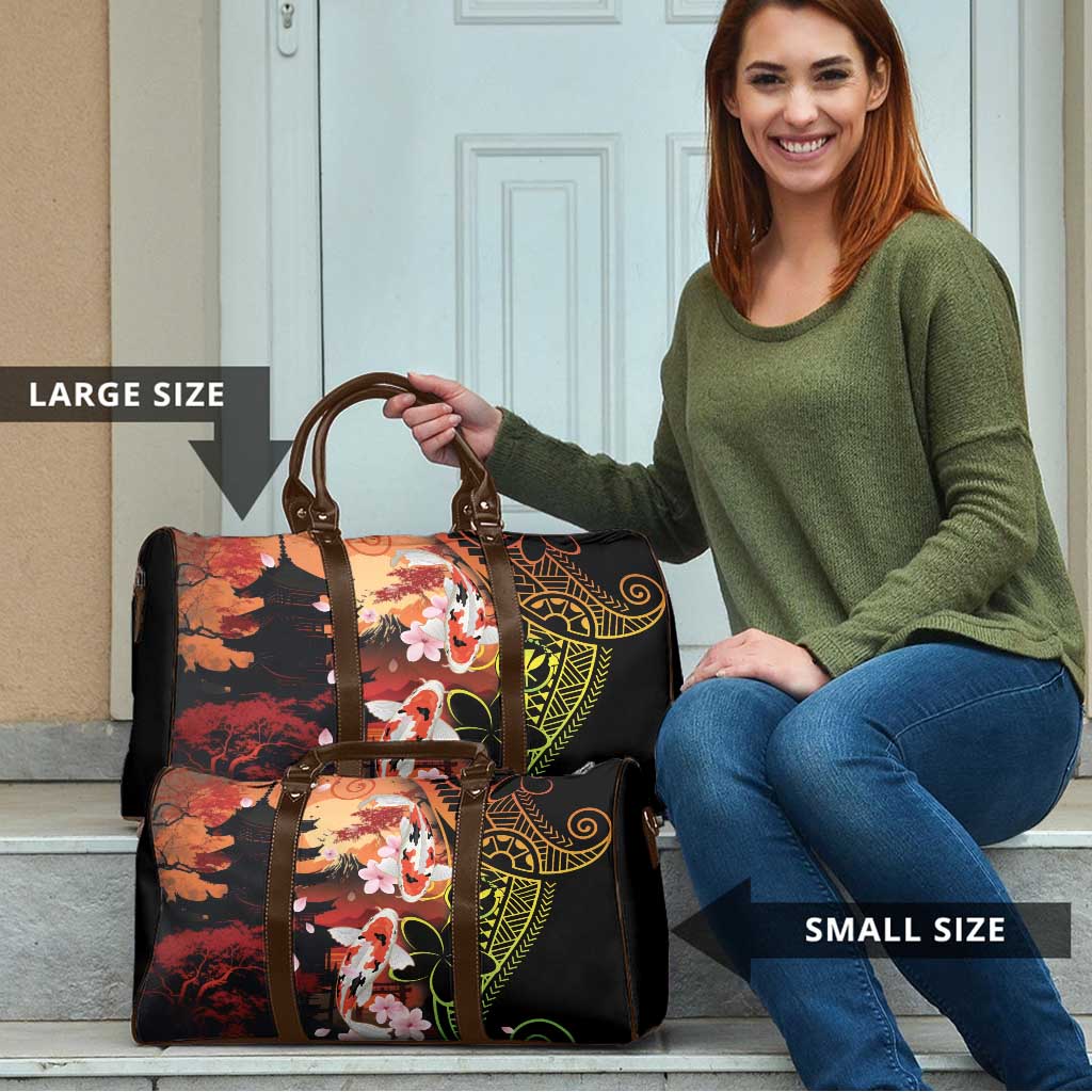 Hawaiian and Japanese Travel Bag Koi Fish With Kanaka Polynesian Tattoo - Polynesian Pride
