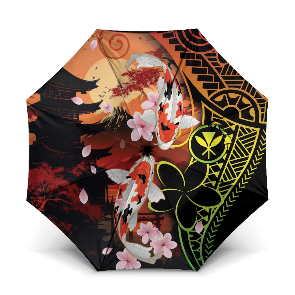 Hawaiian and Japanese Umbrella Koi Fish With Kanaka Polynesian Tattoo - Polynesian Pride