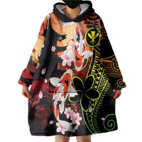 Hawaiian and Japanese Wearable Blanket Hoodie Koi Fish With Kanaka Polynesian Tattoo LT14 - Polynesian Pride