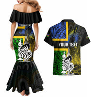Personalised South Sea Islanders Couples Matching Mermaid Dress and Hawaiian Shirt Kanakas With New Caledonia Coat Of Arms LT14 - Polynesian Pride