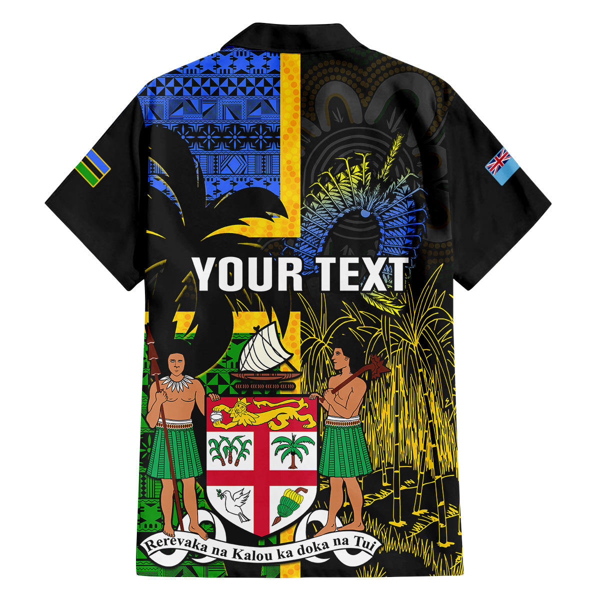 Personalised South Sea Islanders Family Matching Off Shoulder Long Sleeve Dress and Hawaiian Shirt Kanakas With Fiji Coat Of Arms LT14 - Polynesian Pride