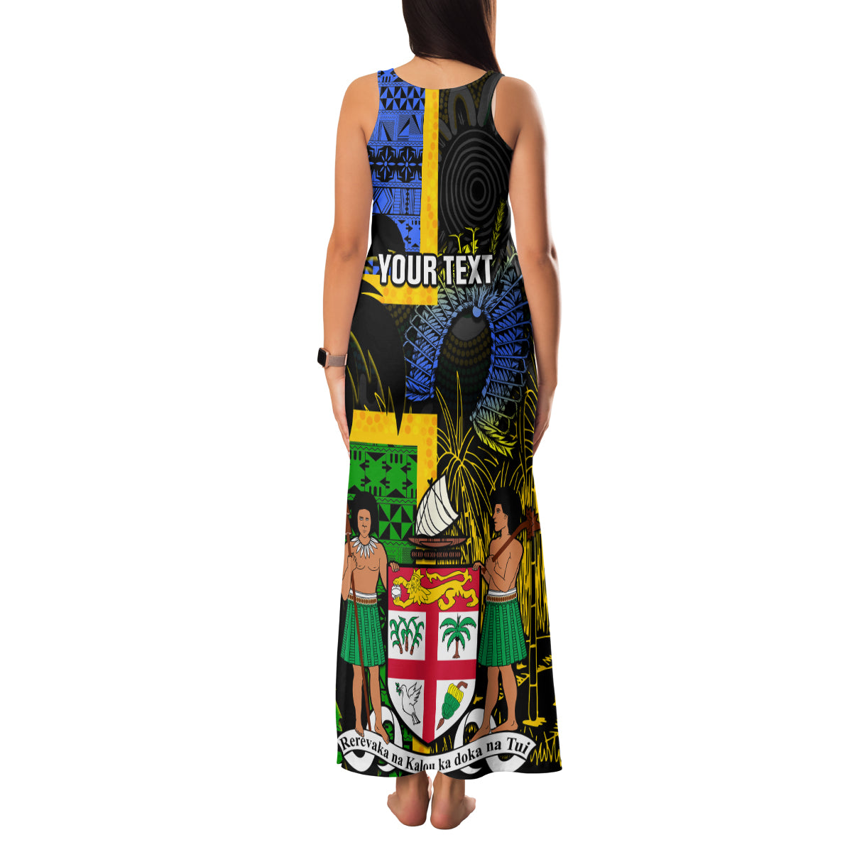 Personalised South Sea Islanders Family Matching Tank Maxi Dress and Hawaiian Shirt Kanakas With Fiji Coat Of Arms LT14 - Polynesian Pride