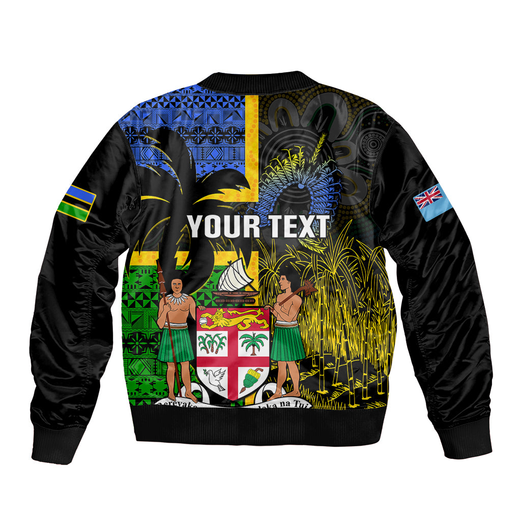 Personalised South Sea Islanders Sleeve Zip Bomber Jacket Kanakas With Fiji Coat Of Arms LT14 - Polynesian Pride