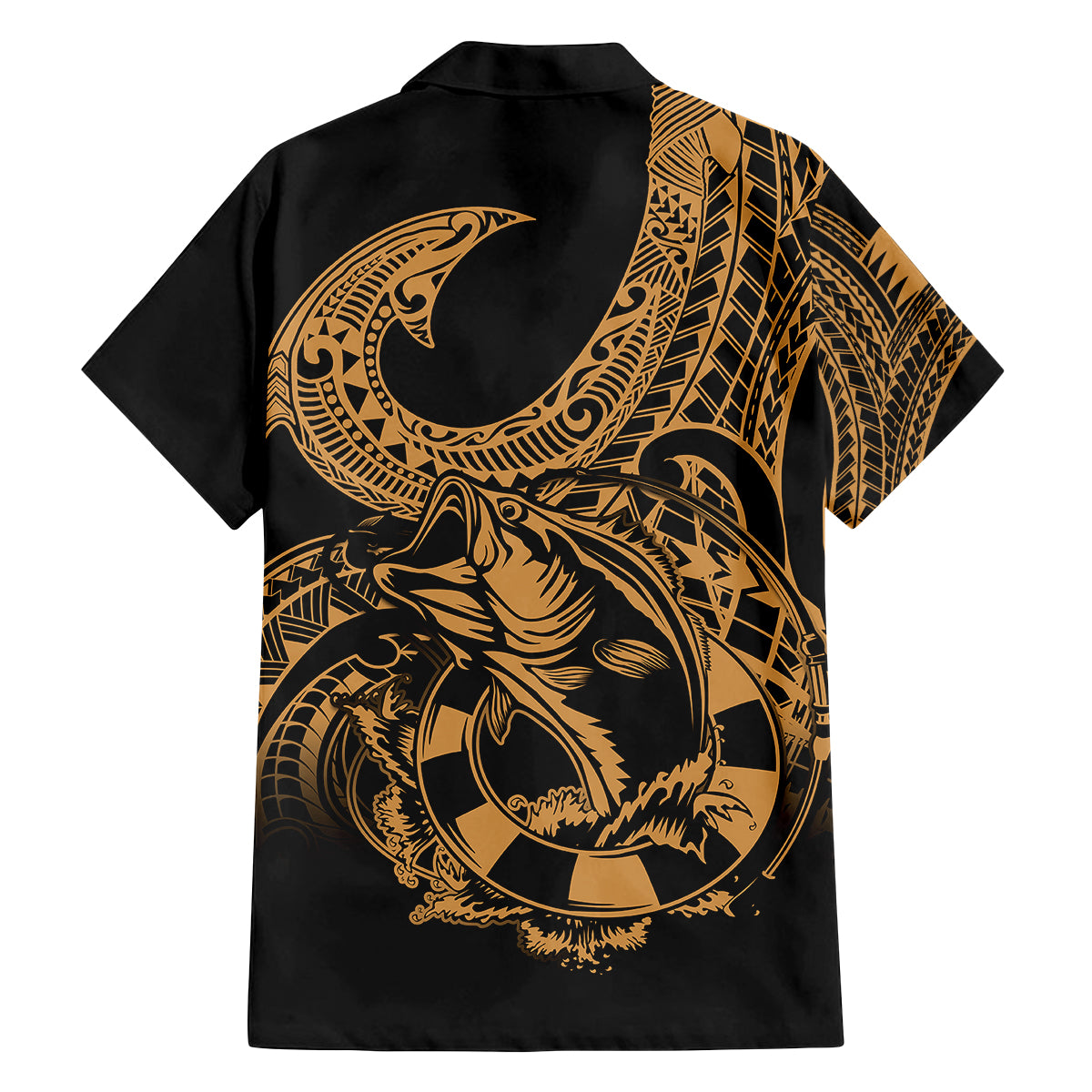 Polynesia Family Matching Summer Maxi Dress and Hawaiian Shirt Fish Hook Tattoo Go Fishing Polynesian Pattern Gold LT14 - Polynesian Pride