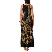 Polynesia Family Matching Tank Maxi Dress and Hawaiian Shirt Fish Hook Tattoo Go Fishing Polynesian Pattern Gold LT14 - Polynesian Pride