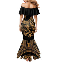 Polynesia Mermaid Dress Fish Hook Tattoo Go Fishing Polynesian Pattern Gold LT14 - Polynesian Pride