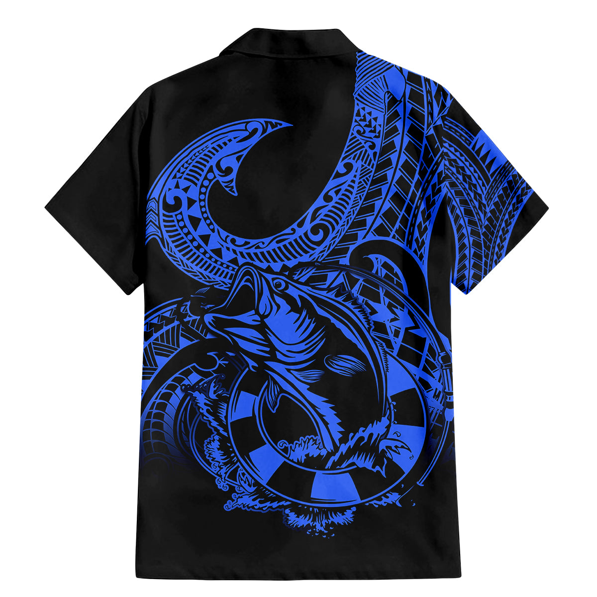 Polynesia Family Matching Mermaid Dress and Hawaiian Shirt Fish Hook Tattoo Go Fishing Polynesian Pattern Blue LT14 - Polynesian Pride