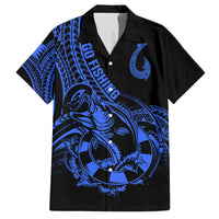 Polynesia Family Matching Summer Maxi Dress and Hawaiian Shirt Fish Hook Tattoo Go Fishing Polynesian Pattern Blue LT14 Dad's Shirt - Short Sleeve Blue - Polynesian Pride
