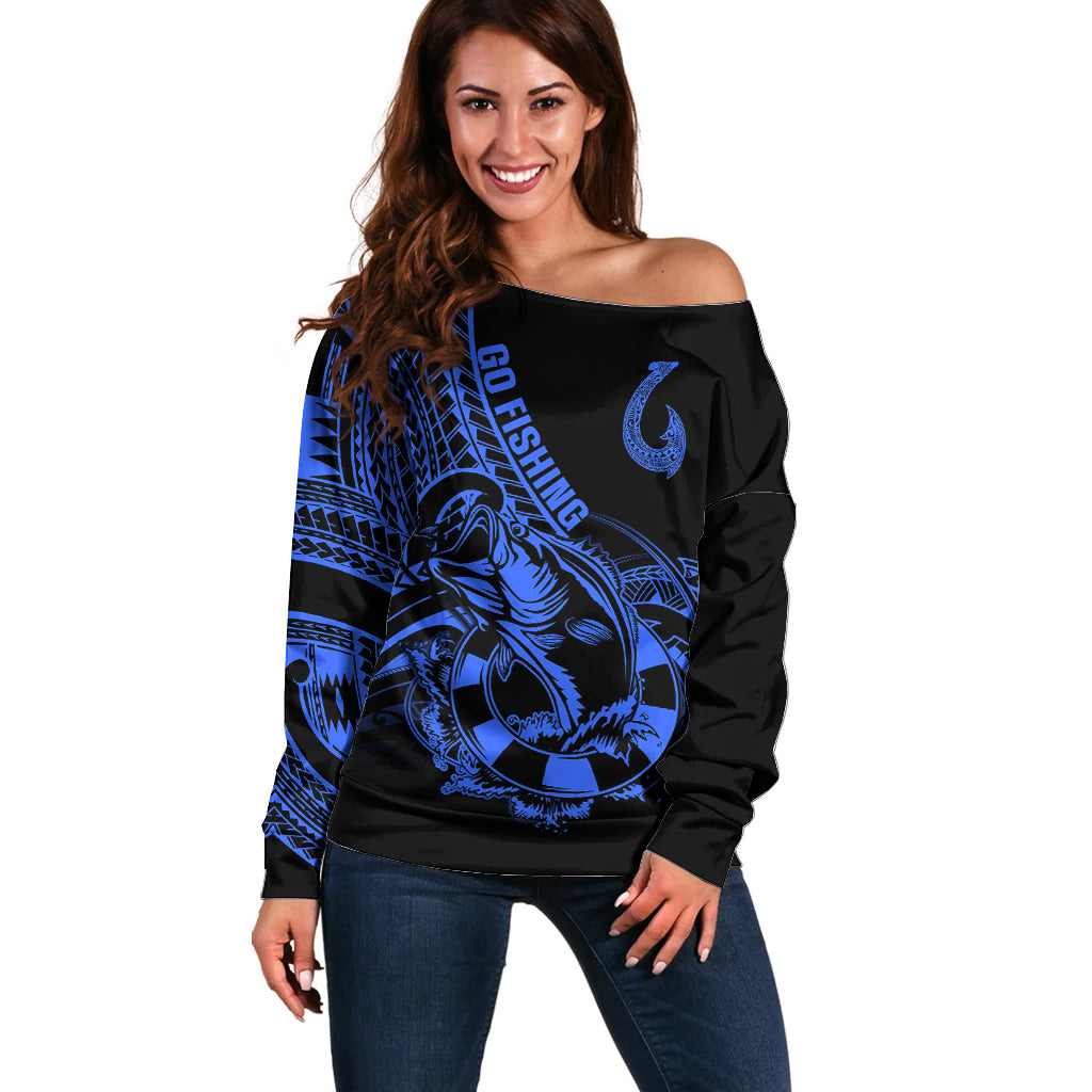 polynesia-off-shoulder-sweater-fish-hook-tattoo-go-fishing-polynesian-pattern-blue