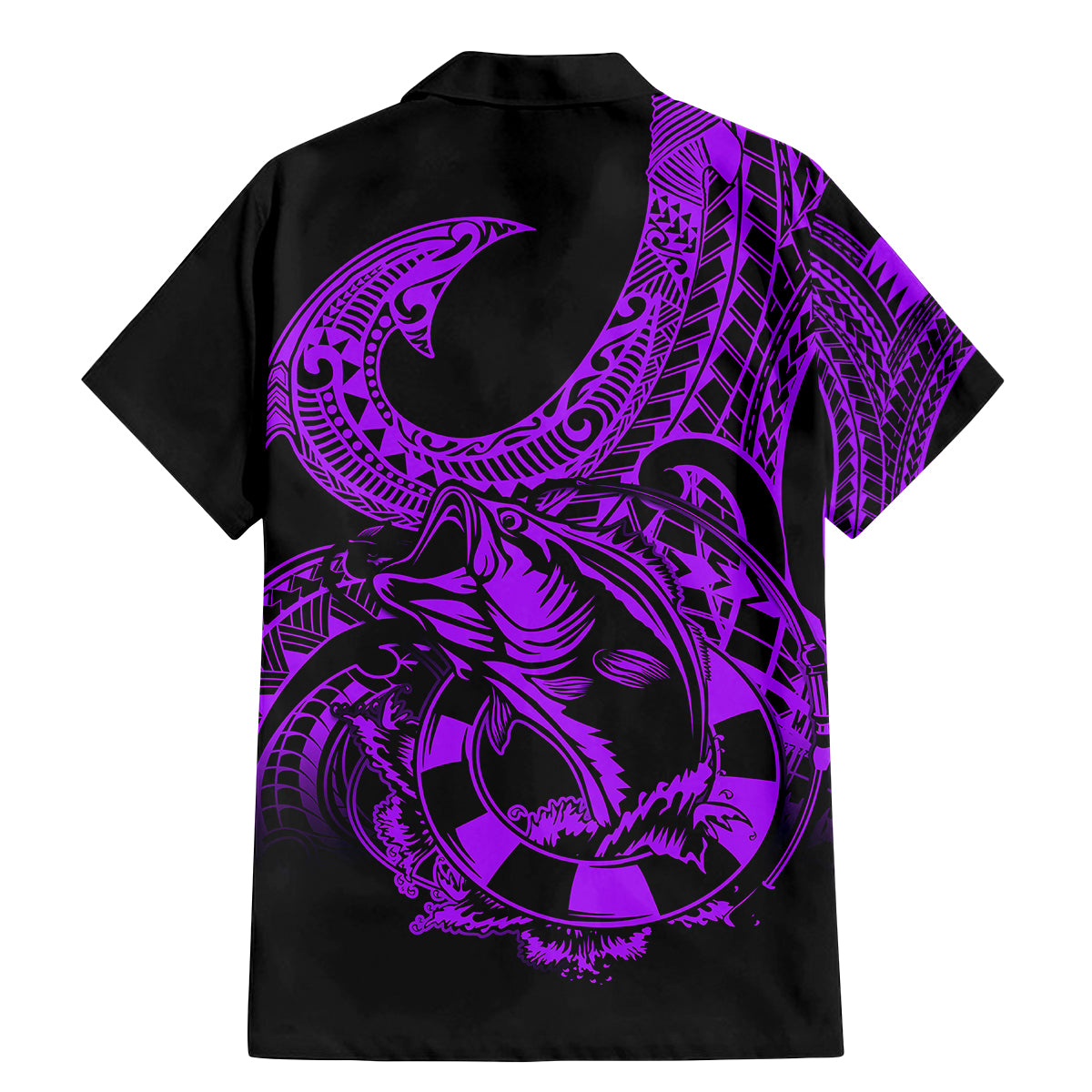 Polynesia Family Matching Mermaid Dress and Hawaiian Shirt Fish Hook Tattoo Go Fishing Polynesian Pattern Purple LT14 - Polynesian Pride