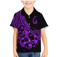 Polynesia Family Matching Mermaid Dress and Hawaiian Shirt Fish Hook Tattoo Go Fishing Polynesian Pattern Purple LT14 Son's Shirt Purple - Polynesian Pride