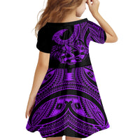 Polynesia Family Matching Short Sleeve Bodycon Dress and Hawaiian Shirt Fish Hook Tattoo Go Fishing Polynesian Pattern Purple LT14 - Polynesian Pride