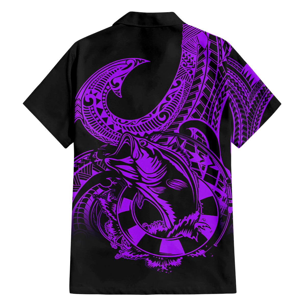 Polynesia Family Matching Summer Maxi Dress and Hawaiian Shirt Fish Hook Tattoo Go Fishing Polynesian Pattern Purple LT14 - Polynesian Pride
