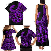 Polynesia Family Matching Tank Maxi Dress and Hawaiian Shirt Fish Hook Tattoo Go Fishing Polynesian Pattern Purple LT14 - Polynesian Pride