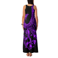 Polynesia Family Matching Tank Maxi Dress and Hawaiian Shirt Fish Hook Tattoo Go Fishing Polynesian Pattern Purple LT14 - Polynesian Pride