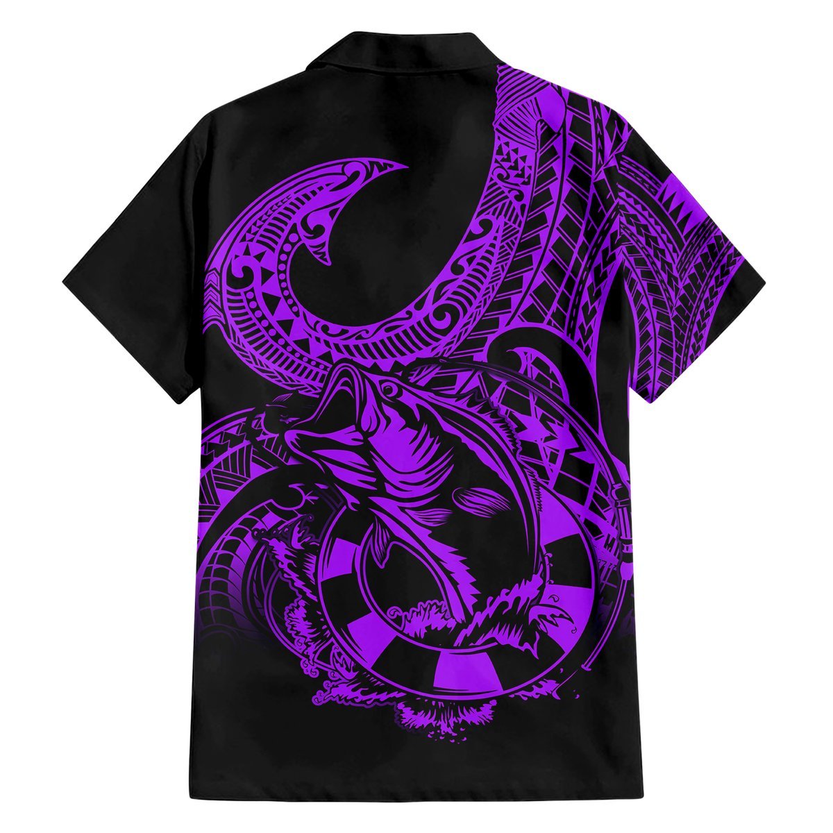 Polynesia Hawaiian Shirt Fish Hook Tattoo Go Fishing Polynesian Pattern Purple LT14 - Polynesian Pride
