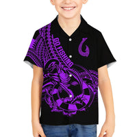 Polynesia Hawaiian Shirt Fish Hook Tattoo Go Fishing Polynesian Pattern Purple LT14 - Polynesian Pride