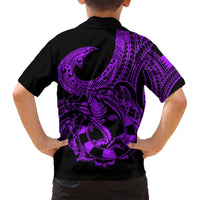 Polynesia Hawaiian Shirt Fish Hook Tattoo Go Fishing Polynesian Pattern Purple LT14 - Polynesian Pride