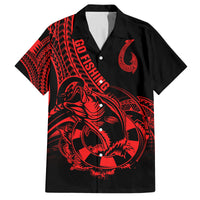 Polynesia Family Matching Long Sleeve Bodycon Dress and Hawaiian Shirt Fish Hook Tattoo Go Fishing Polynesian Pattern Red LT14 Dad's Shirt - Short Sleeve Red - Polynesian Pride