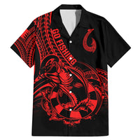 Polynesia Family Matching Mermaid Dress and Hawaiian Shirt Fish Hook Tattoo Go Fishing Polynesian Pattern Red LT14 Dad's Shirt - Short Sleeve Red - Polynesian Pride
