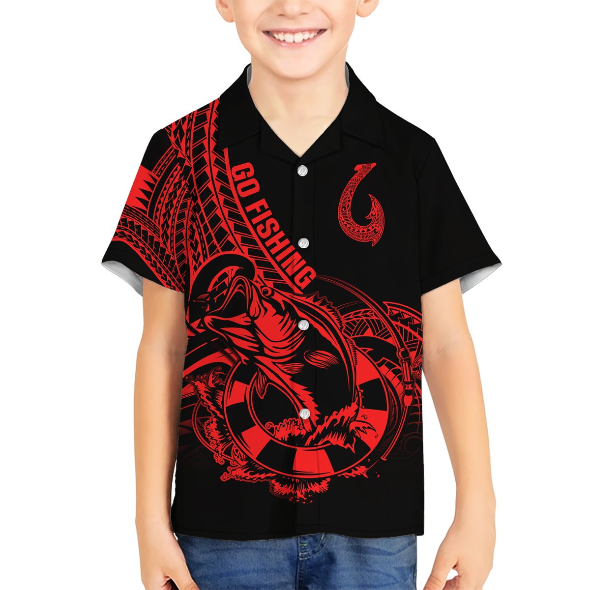polynesia-hawaiian-shirt-fish-hook-tattoo-go-fishing-polynesian-pattern-red