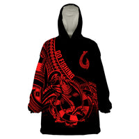 Polynesia Wearable Blanket Hoodie Fish Hook Tattoo Go Fishing Polynesian Pattern Red LT14 One Size Red - Polynesian Pride